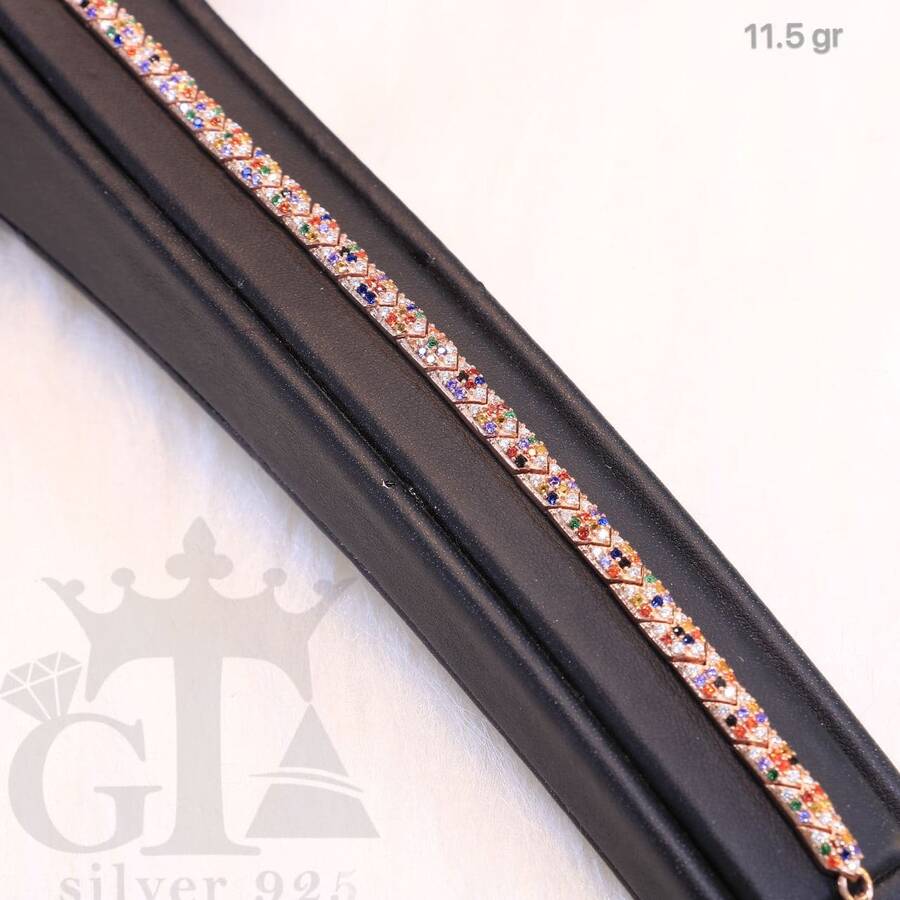 product_04962bda-d9c8-4e63-ae08-46526a2ef439.jpg دستبند نقره آریسان رنگی کد 1376 - تصویر 1