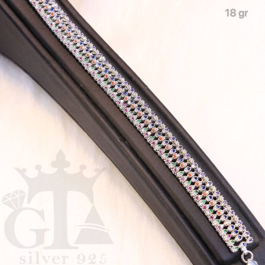 product_359dd405-3b05-44a0-b9e0-e16089d11a4f.jpg دستبند نقره آریسان رنگی کد 1363 - تصویر 1