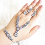 سرویس نقره میکرو زنجیری طرح چشم نظر کد 12045