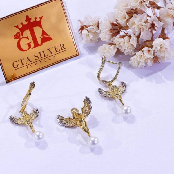 نیم ست نقره میکرو مروارید دار کد 16292 - Image 2