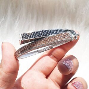 دستبند نقره میکرو طرح چپ و راست کد 22007