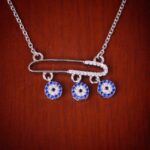 مدال نقره میکرو رنگی طرح سنجاق چشم نظر کد 21396