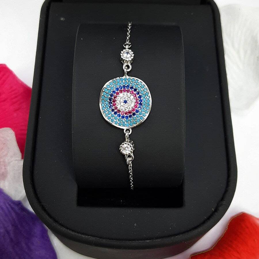 product_88f9f8a0-cbbd-4bfe-a923-d1a238887e7e.jpg دستبند نقره میکرو رنگی کد 1904 - Image 1