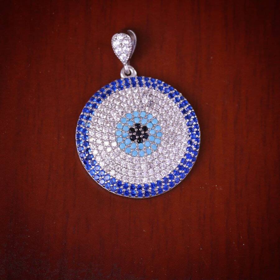 product_d69bd60f-1b26-486e-8d94-0e5e44bd6c05.jpg مدال نقره میکرو رنگی چشم نظر کد 21397 - تصویر 1