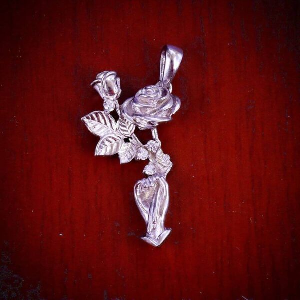 مدال نقره میکرو طرح گل رز کد 21265 - Image 2