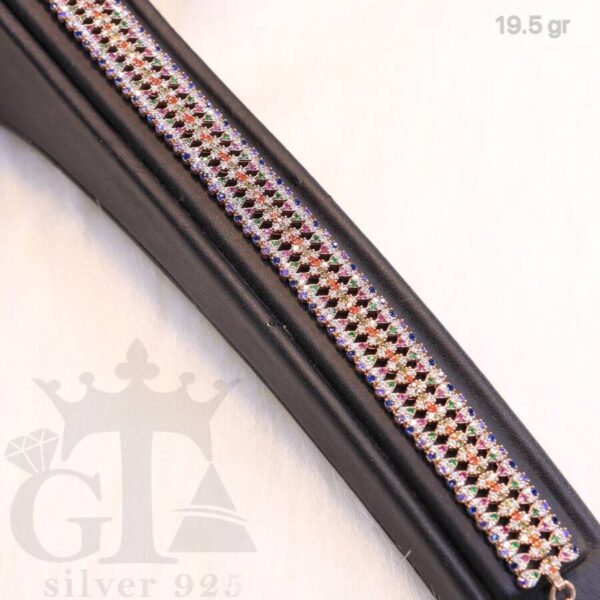 دستبند نقره آریسان رنگی کد 1378 - تصویر 2