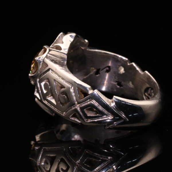 انگشتر مردانه نقره موزنایت طلایی کد 11673 - Image 3