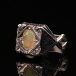 انگشتر مردانه نقره اپال سفید تراش کد 11515 - Image 2