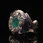 انگشتر مردانه نقره زمرد زامبیا کد 11409 - Image 2