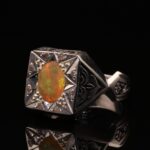 انگشتر مردانه نقره اپال سفید تراش کد 11408 - Image 2