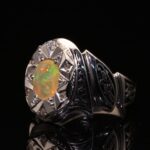 انگشتر مردانه نقره اپال سفید تراش کد 11417 - Image 2