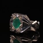 انگشتر مردانه نقره زمرد زامبیا کد 11421 - Image 2