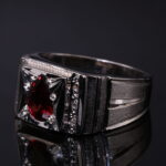انگشتر نقره گارنت A+ کد 12520 - Image 2