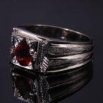 انگشتر نقره گارنت A+ کد 12550 - Image 2