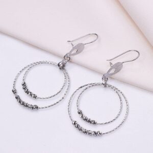 گوشواره نقره آویز گوی‌دار کد 25002