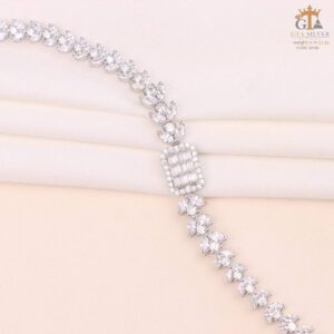 دستبند نقره زنانه میکرو نگین دار امرالدکات کد 22182