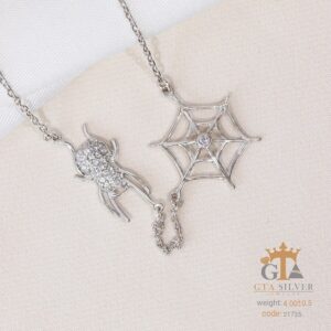 گردنبند نقره زنانه طرح عنکبوت کد 21735