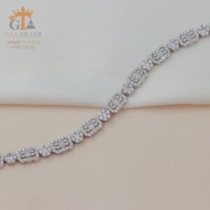 دستبند نقره زنانه نگین دار میکرو طرح امرالدکات کد 22113