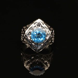 انگشتر مردانه نقره توپاز سوییس کد 5656
