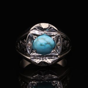 انگشتر مردانه نقره فیروزه نیشابوری کد 11454