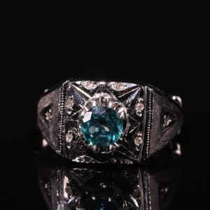 انگشتر نقره توپاز سبز کد 12381