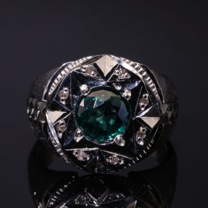 انگشتر نقره توپاز سبز کد 12526