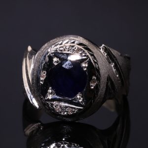 انگشتر نقره یاقوت کبود کد 12555